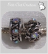 2 perles charms anneaux metal argente strass luneaire compatible serpent *h284 