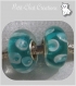 2 charms perle rondelle donut verre turquoise single core metal argente *d649 