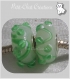 2 charms perle rondelle donut verre vert clair single core metal argente *d652 
