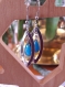 B803- boucles d'oreilles en acier inoxydable avec connecteurs émaillés turquoise de style fantaisie 