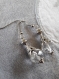 B525- boucles d'oreilles en métal argenté embouti avec une perle transparente de style romantique 