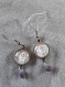 B5- boucles d'oreilles en métal argenté avec un cabochon en verre thématique "printemps" multicolore de style fantaisie 