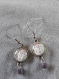 B5- boucles d'oreilles en métal argenté avec un cabochon en verre thématique "printemps" multicolore de style fantaisie 