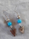 B626 - boucles d'oreilles en métal argenté et perle en verre turquoise de style ethnique 