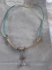 C166- collier en cuir turquoise et perles métalliques de style ethnique 