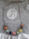 C115- collier en acier inoxydable et perles en céramique de plusieurs coloris romantique 