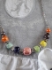C115- collier en acier inoxydable et perles en céramique de plusieurs coloris romantique 