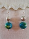 B683- magnifiques boucles d'oreilles en métal argenté de style romantique avec une perle en jade 