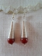 B666- boucles d'oreilles en métal argenté et perle en verre rouge de style ethnique 
