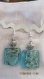 B74 - magnifiques boucles d'oreilles de style romantique en métal argenté avec une perle lampwork en verre millefiori turquoise 