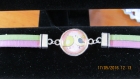 Br141 - bracelet en cuir de couleur vert et rose de style bohême 