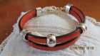 Br133- bracelet en cuir de couleur orange de style bohême 