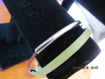 Br92 - magnifique bracelet en métal argenté et cuir de couleur vert pomme de style bohême 