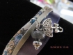 Br75- magnifique bracelet en métal couleur argenté en ruban et cuir de style bohême 