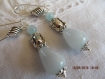 B428- magnifiques boucles d'oreilles en métal argenté de style romantique avec une perle de jade en forme de goutte de couleur 