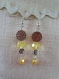 B669 - magnifiques boucles d'oreilles en métal argenté de style romantique avec une perle en verre jaune 