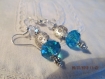 B253 - magnifiques boucles d'oreilles en métal argenté de style romantique avec deux perles en cristal 