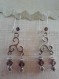 B252- magnifiques boucles d'oreilles de style ethnique en métal argenté avec un connecteur et perles 