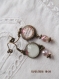 B127 - magnifiques boucles d'oreilles en métal de couleur bronze avec un cabochon de style vintage "le bonheur, c'est d'aimer" 