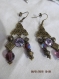 B100 - boucles d'oreilles en métal de couleur bronze de style baroque avec des perles en cristal et métalliques 