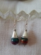 B97- magnifiques boucles d'oreilles de style éthnique en métal argenté avec une perle en verre multicolore 