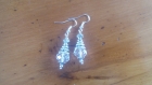 B2- magnifiques boucles d'oreilles en métal argenté de style romantique avec une perle en cristal transparente 