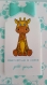 Carte de félicitations pour une naissance thème girafe et oursons, tons bleus 