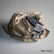 Pochette "origami" coton beige et marine - 512 - 
