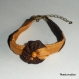 Bracelet tissu style ameublement or et marron - 586 - 