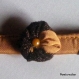 Bracelet tissu style ameublement or et marron - 586 - 