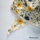 Petite foulard liberty à fleur jaune et bleu avec dentelle écrue - 386 - 