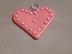 Pendentif en fimo en forme de coeur rose avec des petit coeur dessus cadeaux fetes des meres 