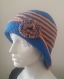 Chapeau bleu et orange avec une fleur en coton saison printemps été taille adulte adolescent 