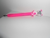 1 stylo bille recostumisé panda kawaii fluo rose pate polymère / fimo 