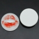2 camées cabochons verre rond lèvre rouge 16mm dia 