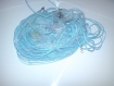Colliers ruban organza bleu clair et fil coton ciré 43cm 