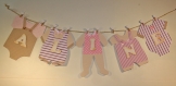 Guirlande linge de bébé avec prénom en 3d pour baby shower, décoration d'anniversaire ou décoration de porte de chambre de maternité 