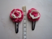 Lot de 2 barettes clips fleurs en coton au crochet 