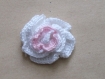 Broche vintage rose et blanche en coton 