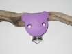 Pince clip attache tétine silicone tête d'ours violet 