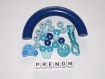 Kit hochet demi anneau de dentition/jouet perle turquoise bleu 