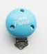 Pince clip attache tétine bois "petit prince" bleu azur 