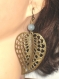Kit boucles d'oreilles bronze feuille et perle aventurine bleue 