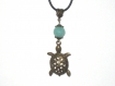 Kit pendentif tortue bronze et perle 12 mm 