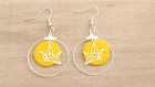 Boucles d'oreilles ring cocottes jaune et argent 