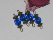 Connecteur perle bleu et bronze 