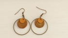 Boucles d'oreilles en fimo ring bronze et or 