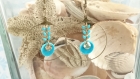 Boucles d'oreilles ringelo bleu et bronze 