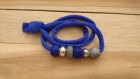Bracelet 4 en 1 creapam en lycra bleu roi et argile polymère grise et bleu roi 