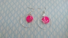 Boucles d'oreilles ring cocottes rose fluo et argent 